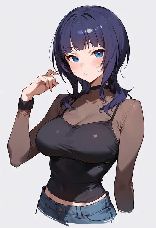 masterpiece, best quality, score_7, safe, asaka karin, solo, upper body, simple background — by k3scat, made with ComfyUI