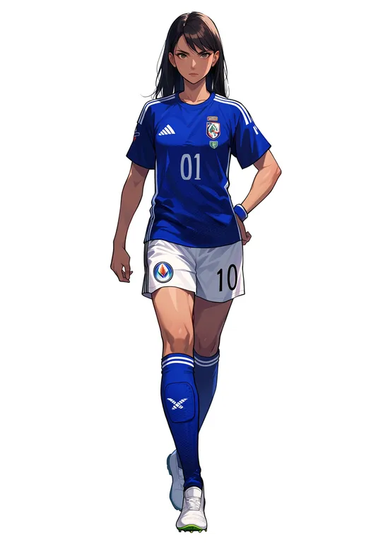 masterpiece, best quality, score_7, safe, 2010 fifa world cup, solo, full body, simple background — by k3scat, made with ComfyUI