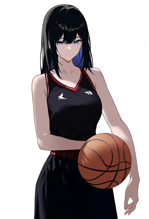 masterpiece, best quality, newest, absurdres, highres, safe, basketball, 1girl, solo, simple_background — by k3scat, made with ComfyUI