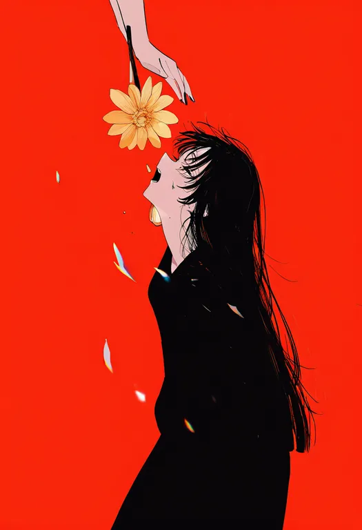 masterpiece, best quality, newest, absurdres, highres, safe, orange_flower, 1girl, solo, simple_background — by k3scat, made with ComfyUI