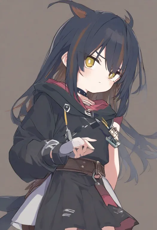 masterpiece, best quality, general, asymmetrical sleeves, 1girl, solo, simple background — by k3scat, made with ComfyUI