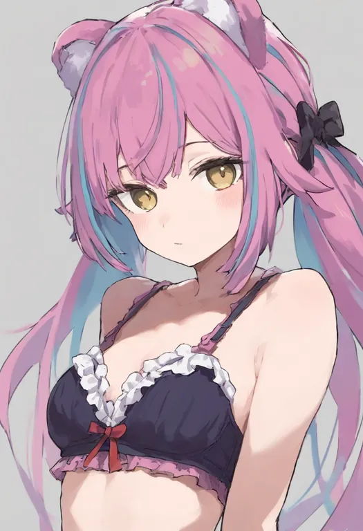 masterpiece, best quality, general, frilled bra, 1girl, solo, simple background — by k3scat, made with ComfyUI