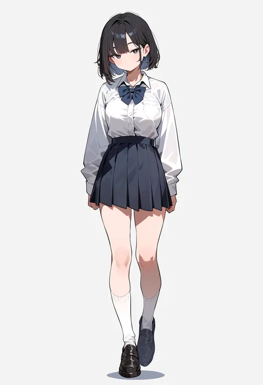 masterpiece, best quality, score_7, safe, socks, 1girl, solo, full body, simple background — by k3scat, made with ComfyUI
