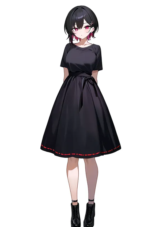 masterpiece, best quality, newest, absurdres, highres, safe, ribbon-trimmed_skirt, 1girl, solo, simple_background — by k3scat, made with ComfyUI