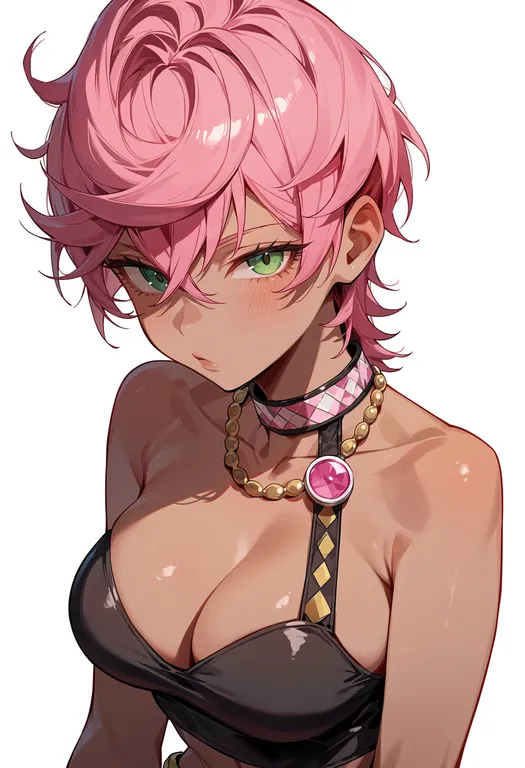 masterpiece, best quality, score_7, safe, trish una, solo, upper body, simple background — by k3scat, made with ComfyUI