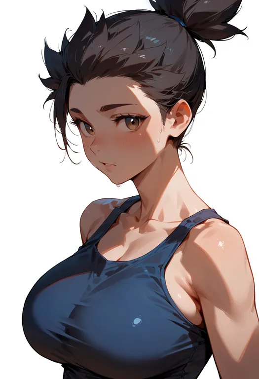 masterpiece, best quality, score_7, safe, protagonist 3 (housamo), solo, upper body, simple background — by k3scat, made with ComfyUI