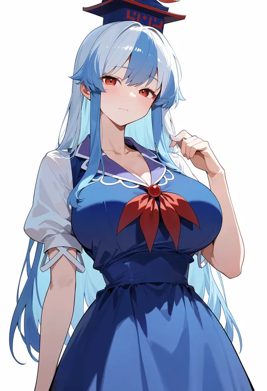 masterpiece, best quality, score_7, safe, kamishirasawa keine, touhou, solo, upper body, simple background — by k3scat, made with ComfyUI