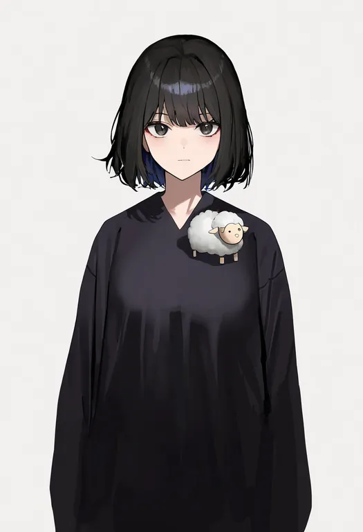 masterpiece, best quality, newest, absurdres, highres, safe, sheep, 1girl, solo, simple_background — by k3scat, made with ComfyUI