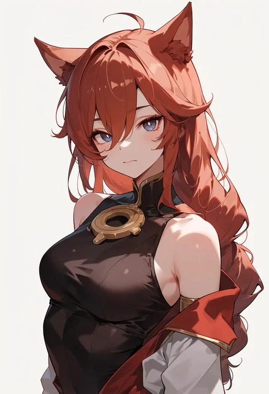 masterpiece, best quality, score_7, safe, jahoda (genshin impact), genshin impact, solo, upper body, simple background — by k3scat, made with ComfyUI