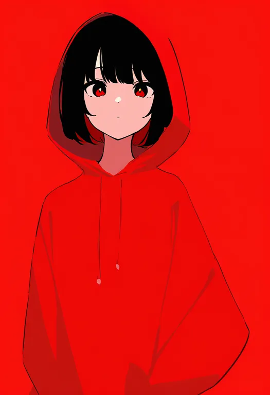 masterpiece, best quality, newest, absurdres, highres, safe, red_hoodie, 1girl, solo, simple_background — by k3scat, made with ComfyUI