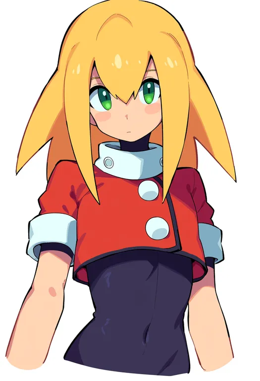 masterpiece, best quality, score_7, safe, roll caskett (mega man), solo, upper body, simple background — by k3scat, made with ComfyUI