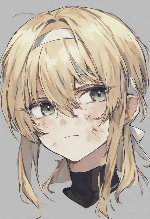 masterpiece, best quality, general, white headband, 1girl, solo, simple background — by k3scat, made with ComfyUI