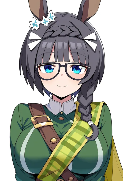 masterpiece, best quality, score_7, safe, zenno rob roy (umamusume), umamusume, solo, upper body, simple background — by k3scat, made with ComfyUI