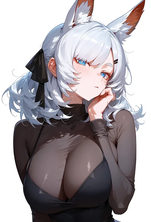 masterpiece, best quality, score_7, safe, whislash (arknights), arknights, solo, upper body, simple background — by k3scat, made with ComfyUI