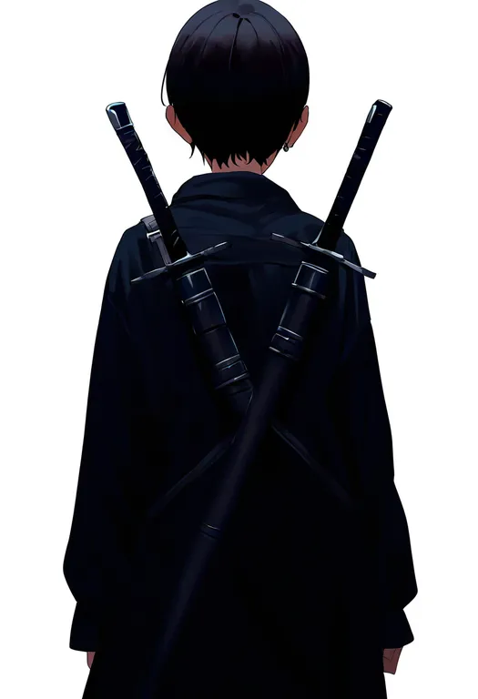 masterpiece, best quality, newest, absurdres, highres, safe, weapon_on_back, 1girl, solo, simple_background — by k3scat, made with ComfyUI