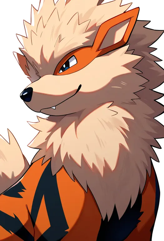 masterpiece, best quality, newest, absurdres, highres, safe, arcanine, solo, upper_body, simple_background — by k3scat, made with ComfyUI