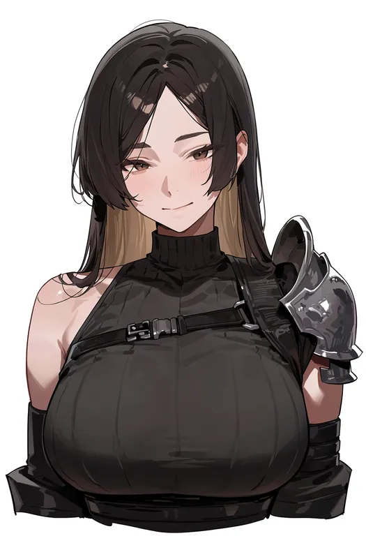 masterpiece, best quality, score_7, safe, single shoulder pad, 1girl, solo, simple background — by k3scat, made with ComfyUI
