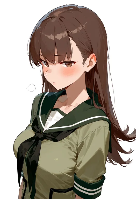 masterpiece, best quality, score_7, safe, ooi (kancolle), solo, upper body, simple background — by k3scat, made with ComfyUI