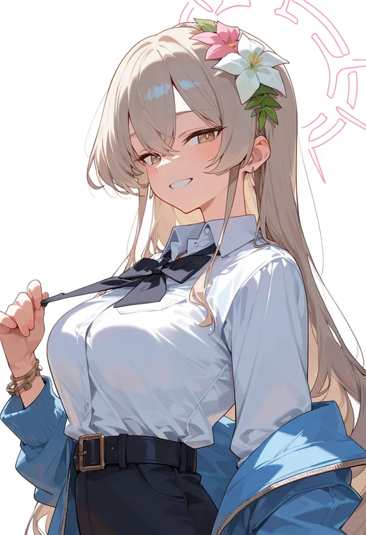 masterpiece, best quality, score_7, safe, nagisa (blue archive), blue archive, solo, upper body, simple background — by k3scat, made with ComfyUI