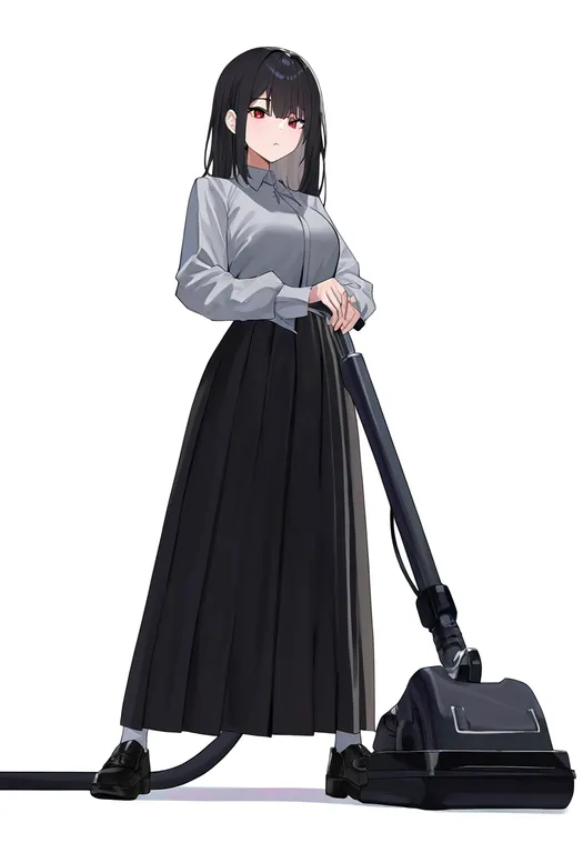 masterpiece, best quality, newest, absurdres, highres, safe, vacuum_cleaner, 1girl, solo, simple_background — by k3scat, made with ComfyUI