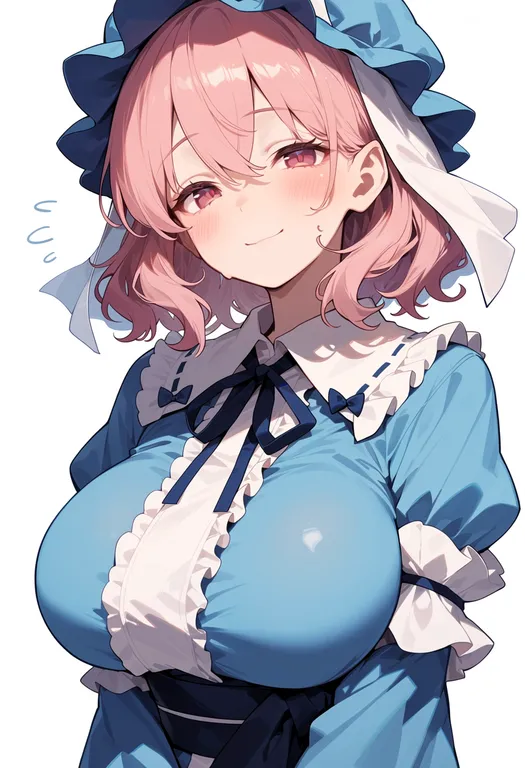 masterpiece, best quality, score_7, safe, saigyouji yuyuko, touhou, solo, upper body, simple background — by k3scat, made with ComfyUI
