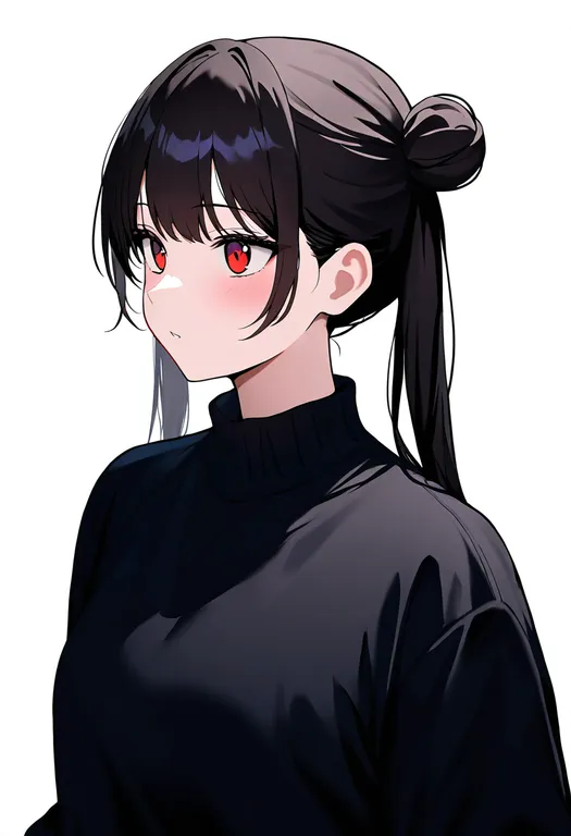 masterpiece, best quality, newest, absurdres, highres, safe, side_up_bun, 1girl, solo, simple_background — by k3scat, made with ComfyUI