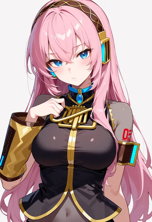 masterpiece, best quality, score_7, safe, megurine luka, vocaloid, solo, upper body, simple background — by k3scat, made with ComfyUI