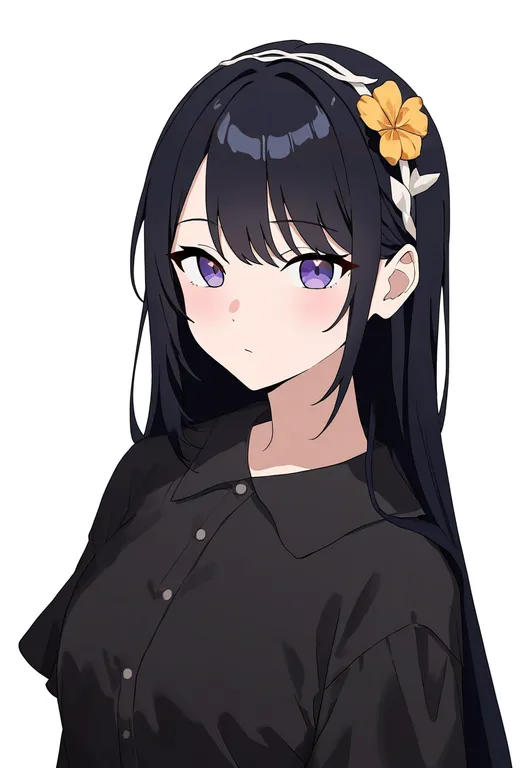 masterpiece, best quality, newest, absurdres, highres, safe, flower_hairband, 1girl, solo, simple_background — by k3scat, made with ComfyUI