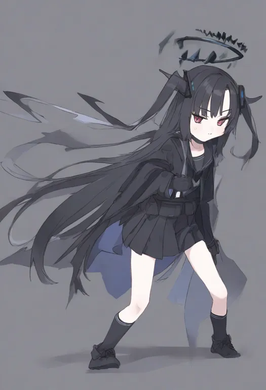 masterpiece, best quality, general, black halo, 1girl, solo, simple background — by k3scat, made with ComfyUI