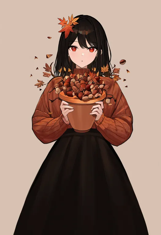 masterpiece, best quality, newest, absurdres, highres, safe, acorn, 1girl, solo, simple_background — by k3scat, made with ComfyUI