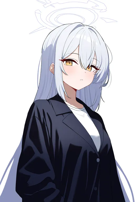 masterpiece, best quality, newest, absurdres, highres, safe, white_halo, 1girl, solo, simple_background — by k3scat, made with ComfyUI