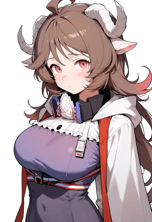 masterpiece, best quality, score_7, safe, eyjafjalla (arknights), arknights, solo, upper body, simple background — by k3scat, made with ComfyUI