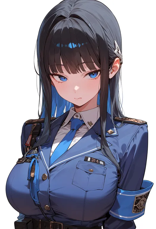 masterpiece, best quality, score_7, safe, commander (nikke), solo, upper body, simple background — by k3scat, made with ComfyUI