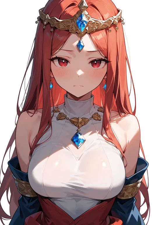 masterpiece, best quality, score_7, safe, princess of the crystal, solo, upper body, simple background — by k3scat, made with ComfyUI