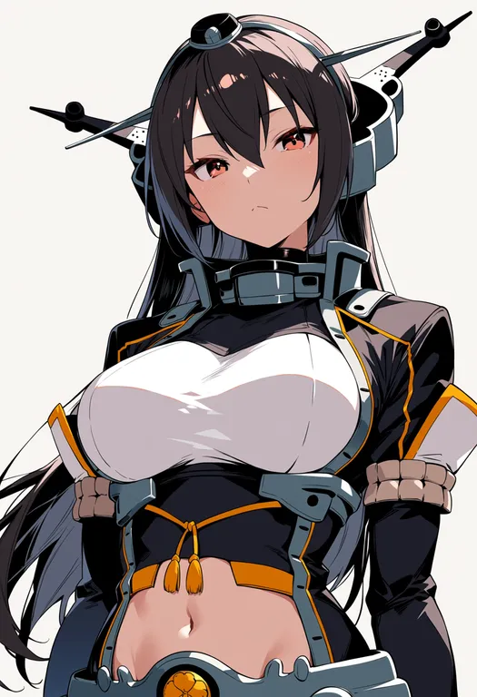 masterpiece, best quality, score_7, safe, nagato (kancolle), kantai collection, solo, upper body, simple background — by k3scat, made with ComfyUI