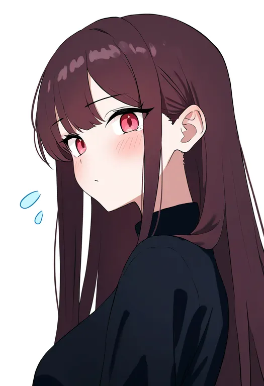 masterpiece, best quality, newest, absurdres, highres, safe, flying_teardrops, 1girl, solo, simple_background — by k3scat, made with ComfyUI