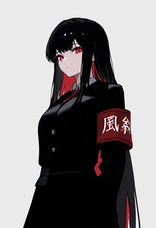 masterpiece, best quality, newest, absurdres, highres, safe, red_armband, 1girl, solo, simple_background — by k3scat, made with ComfyUI