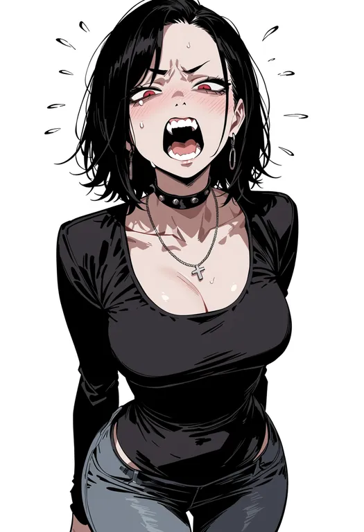 masterpiece, best quality, score_7, safe, gore screaming show, solo, simple background — by k3scat, made with ComfyUI