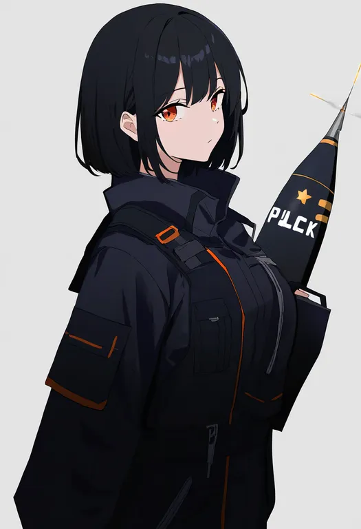 masterpiece, best quality, newest, absurdres, highres, safe, rocket, 1girl, solo, simple_background — by k3scat, made with ComfyUI