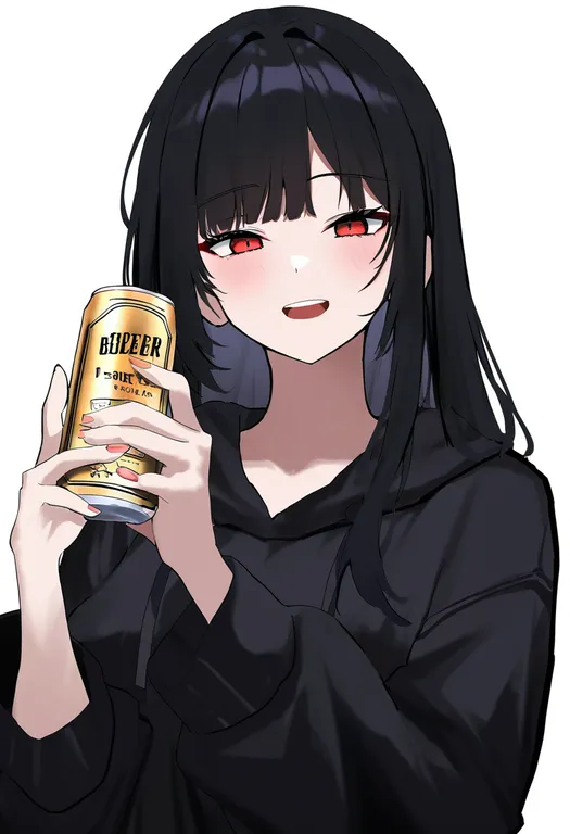 masterpiece, best quality, newest, absurdres, highres, safe, beer_can, 1girl, solo, simple_background — by k3scat, made with ComfyUI