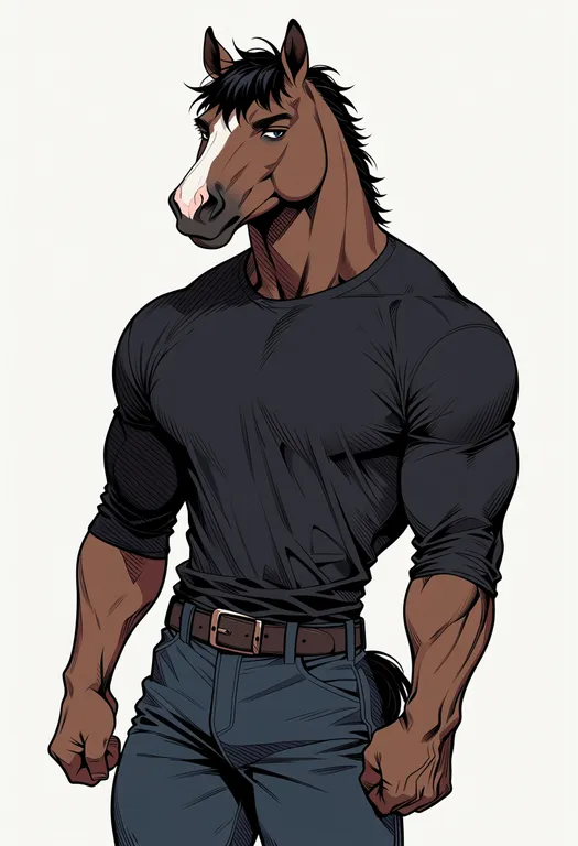 masterpiece, best quality, score_7, safe, horse boy, 1boy, solo, simple background — by k3scat, made with ComfyUI