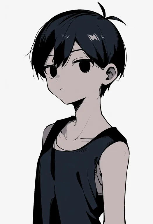 masterpiece, best quality, score_7, safe, omori (omori), omori, solo, upper body, simple background — by k3scat, made with ComfyUI
