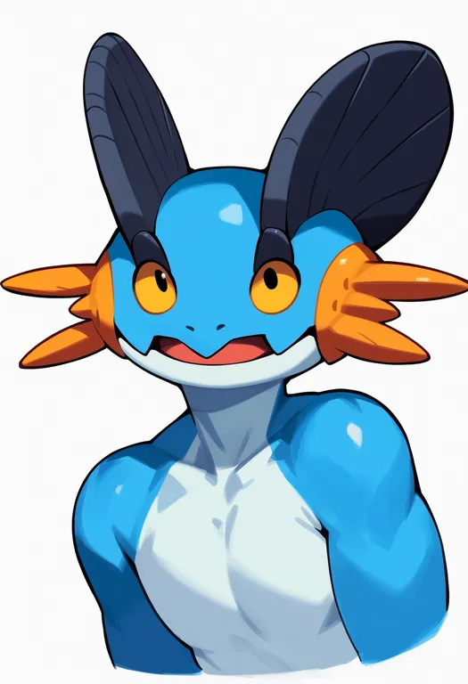 masterpiece, best quality, score_7, safe, swampert, solo, upper body, simple background — by k3scat, made with ComfyUI