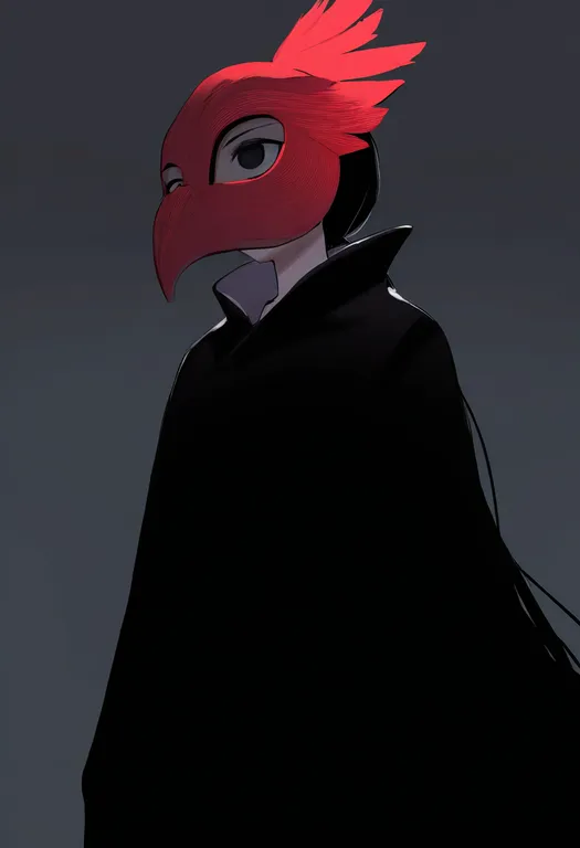 masterpiece, best quality, newest, absurdres, highres, safe, bird_mask, 1girl, solo, simple_background — by k3scat, made with ComfyUI