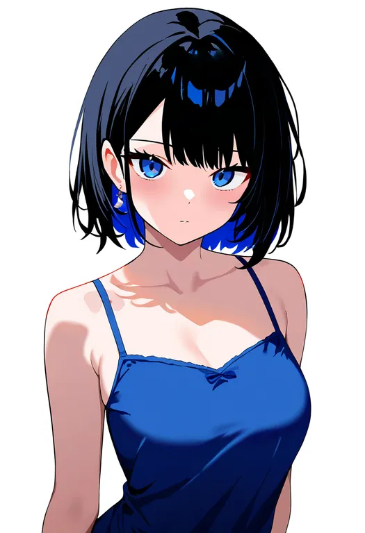 masterpiece, best quality, newest, absurdres, highres, safe, blue_camisole, 1girl, solo, simple_background — by k3scat, made with ComfyUI