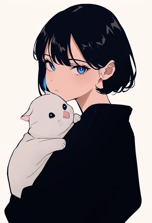 masterpiece, best quality, newest, absurdres, highres, safe, baby_animal, 1girl, solo, simple_background — by k3scat, made with ComfyUI