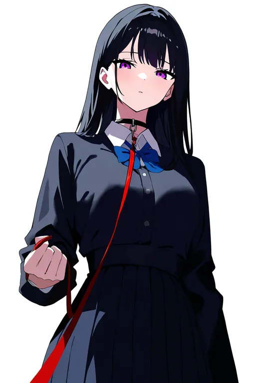 masterpiece, best quality, newest, absurdres, highres, safe, viewer_holding_leash, 1girl, solo, simple_background — by k3scat, made with ComfyUI