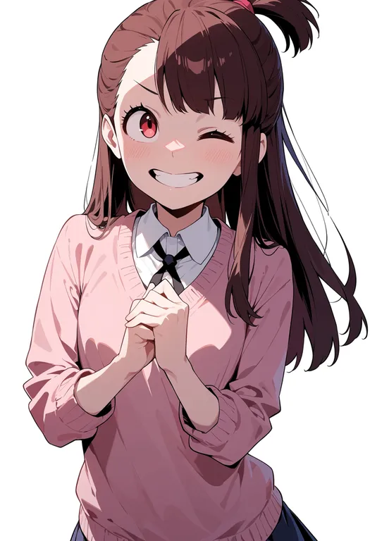masterpiece, best quality, score_7, safe, kagari atsuko, solo, upper body, simple background — by k3scat, made with ComfyUI