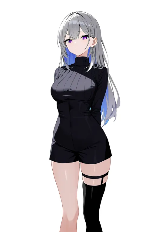 masterpiece, best quality, newest, absurdres, highres, safe, single_thighhigh, 1girl, solo, simple_background — by k3scat, made with ComfyUI