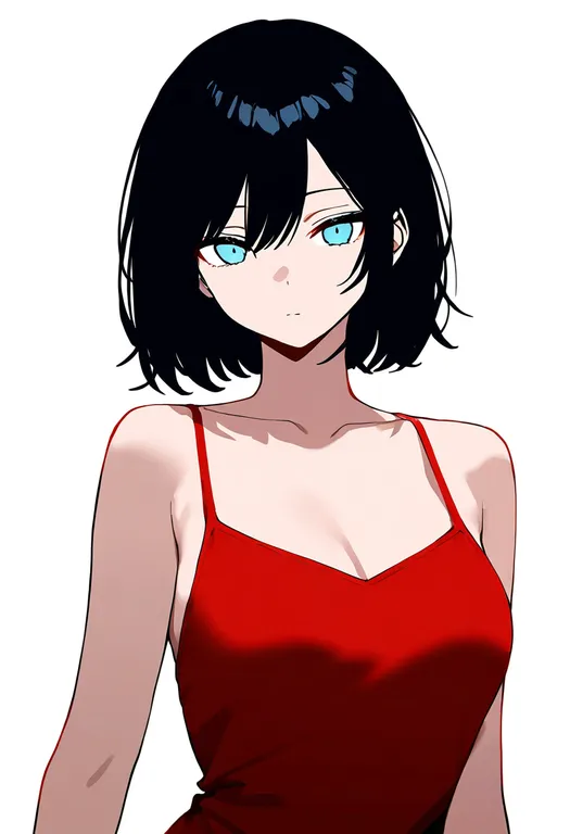 masterpiece, best quality, newest, absurdres, highres, safe, red_camisole, 1girl, solo, simple_background — by k3scat, made with ComfyUI